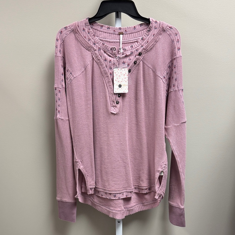 Free People Mauve Long Sleeve Henley